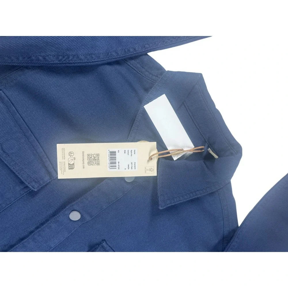 Blend Mens Overshirt Navy Blue Snap Front‎ Twill Chore Jacket Size Small NWT